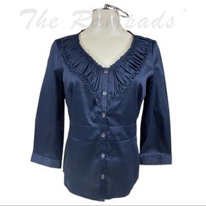 NWT Ann Taylor Scrunched Neck Waisted 3/4 Sleeve Top Size 8